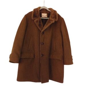 Vintage Zero King Coat Wool Faux Fur Lined Wind and Water Repellent Sz 44 Large‎